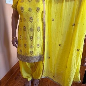 Yellow Embroidered Salwar Kameez Set